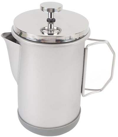 OVAQUIXI a Presión Francesa de Acero Inoxidable 304, Tetera Versátil para Acampar de 1000 Ml, Prensa Hecha a Mano para Viajes y Aventuras (SILVER)