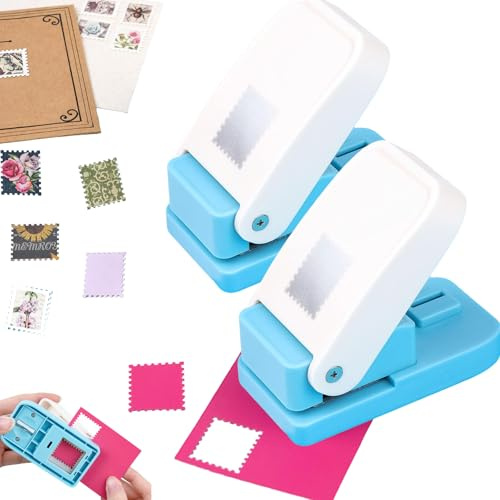 Briefstanzer, rechteckig, geprägte Kantenform, Papierstanzer, quadratische Lochstempel, Hebelwirkung, Bastelstanzer für Papierbasteln, Scrapbooking, 2 x 2,3 cm Stanzschneider, Bastelbedarf, 2 Stück