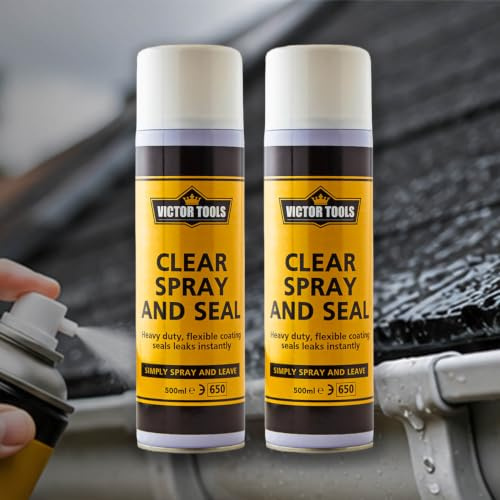 Coopers of Stortford - Clear Leak Sealant Spray Two Pack - Flexible Waterproof Seal for Pipes, Gutters and Walls - Long Lasting Indoor and Outdoor Repair