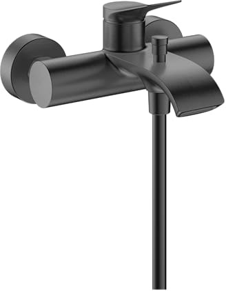 hansgrohe Vivenis Original - Badewannenarmatur Aufputz für 2 Verbraucher, Mischbatterie Badewanne mit Auslauf Länge 19,7 cm, Einhebelmischer Wanne, Brushed Black Chrome, 75423340