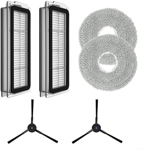 Puupaa Piezas de repuesto para Cecotec para Conga para robot aspirador X50, accesorios 2 paños de fregona, 2 filtros HEPA, 2 cepillos laterales