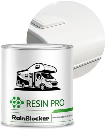 Resin Pro® RainBlocker – Rivestimento Impermeabilizzante Elastico per Tetti Camper, Van e Caravan – Membrana Protettiva, Resistente a Pioggia e Sbalzi Termici – Bianco senza Anti-UV 1 kg