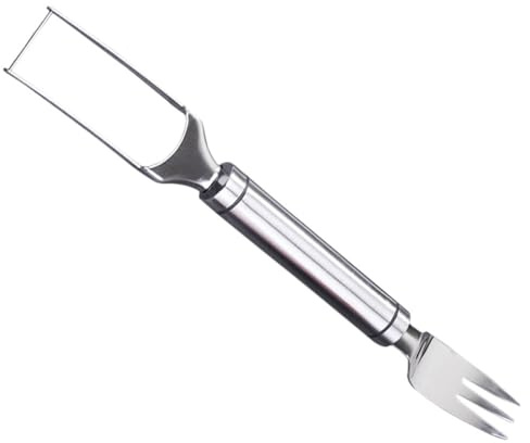 FOMIYES Taglia Angurie Professionale 2 in 1 in Acciaio Inox, Forchetta Affettatrice Portatile per Melone e Anguria, Utensile da Cucina per Tagliare Frutta in Casa, Manico Ergonomico