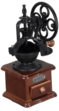 PERSELOSO Molinillo Manual de Café Vintage de Madera Base y Cajón, Fácil de Transportar, Adecuado para Camping y Viaje