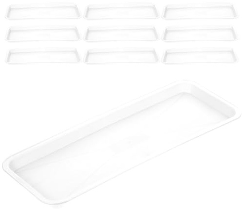 Vassoio Sottovaso Rettangolare per Vasi, 10 Pezzi, Pp Bianco Riutilizzabile | Vaso da Fiori e Bonsai, Interno ed Esterno, Mantiene Pulita L'area, Limita Acqua e Terra