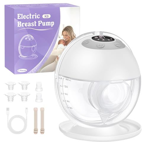 Haokoo Milchpumpe Elektrisch Freihändig für Stillende Mütter, Weiß, 1 Stück | Tragbare Elektrische Milchpumpe für Anfängerinnen, Handsfree, Auslaufsicher, mit 5 Flanscharten, 4 Modi & 12 Stufen