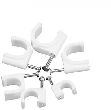 Fermacavi, Clip for filo di plastica for chiodi in acciaio 100 pezzi rotondi quadrati 4-10 mm(Round 4mm)