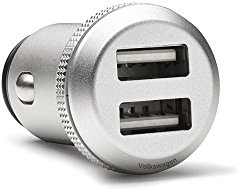 Volkswagen 000051443D Ladeadapter USB dual 12V Steckdose Ladegerät Aluminium