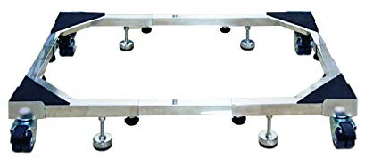 Fridge Freezer Wheels Heavy Duty Adjustable Appliance Mover Trolley Length 82-125cm Double Door Commercial Wine Cooler Stand Pedestal Movable Double Door Cooler Stainless Steel Shelf