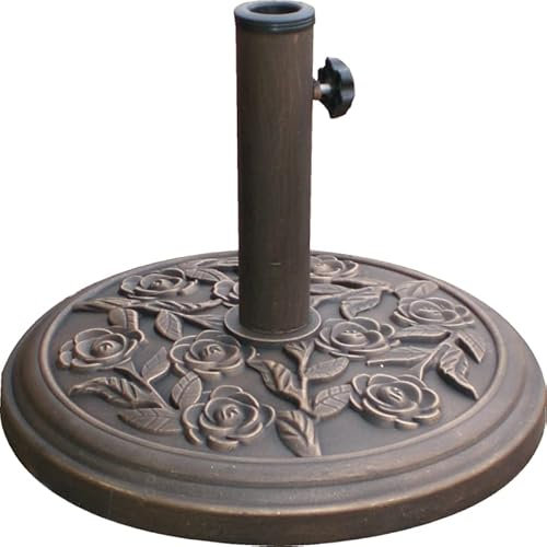 garden mile Base de parasol de jardin effet rotin Robuste et résistant aux intempéries Support de parasol traditionnel réglable en résine noire pour terrasse jardin extérieur camping Noir (10 kg)