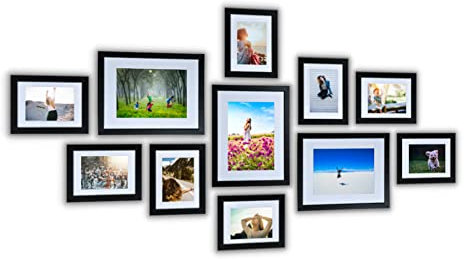 Victor Cadre Photo Richter en Noir 8x 18x24 (13x18) 3x 30x40 (20x30) avec Passe-Partout (Noir - set / 11 Cadres) - Set de tableaux muraux, Collage