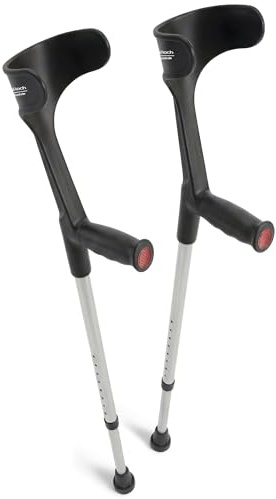 Dr. Paul Koch Krücken Paar Schwarz - Gehhilfe Aus Aluminium Mit Kunststoffgriffen - Belastung Bis zu 120kg - Verstellbar Mit Praktischem Druckknopf - 540g pro Krücke