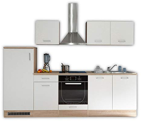 Stella Trading Andy - Mueble de Cocina Moderno con Aspecto de electrodomésticos, Acabado Mate, Gran Espacio de Almacenamiento, Madera de Roble Sonoma/Blanco, 270 x 195 x 60 cm