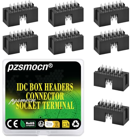 Pzsmocn 20 Stück IDC 2 * 6 Zweireihig 2,54 mm Rastermaß JTAG ISP 12-poliger Gerader Stifteinsatz Box Steckverbinder Adapterkabel Männliche Buchsenklemmen für PCB-Elektronikgeräteprojekte. | Doppelter Einsatz für Projekte, Reihe, Anschluss Geräte, JTAG Elektronikbox, ISP-Adapter, Stecker, gerader Stecker, Kabel