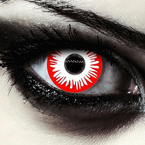 DESIGNLENSES, farbige Tageslinsen Kontaktlinsen, ohne Sehstärke für Halloween Kostüm als Zombie, Karneval, Fasching & Anime Cosplay - 2 Stück (1 Paar) Augenlinsen (Zombie Fear, 14.00, 0.00)