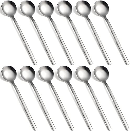 Edelstahl Teelöffel Kleine Runder Löffel 12 Stück Teaspoons Espressolöffel Dessertlöffel Kaffee Löffel (S12)