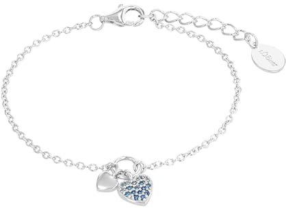 s.Oliver Armband 925 Sterling Silber Mädchen Kinder Armschmuck, mit Zirkonia synth., 14+2 cm, Silber, Herz, Kommt in Schmuck Geschenk Box, 2036454