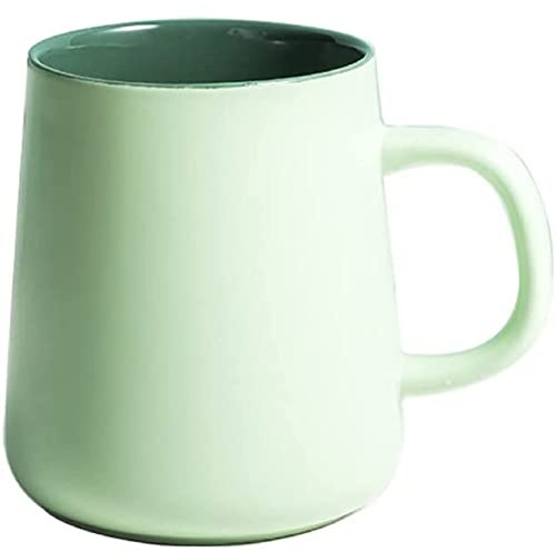 FülleMore Porzellan Kaffeetasse 400ml zweifarbig Kaffeebecher Teetasse mit Henkel Trinkbecher Bürotasse Milch Kakao Keramik Becher für Restaurant Zuhause Büro (Grün+Dunkelgrün)