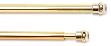Bastone Tenda con Molla A Pressione Estensibili (confezione 2 pz. con inserti) - per Porte e Finestre, Cucina e Bagno (36-60 cm., Oro)