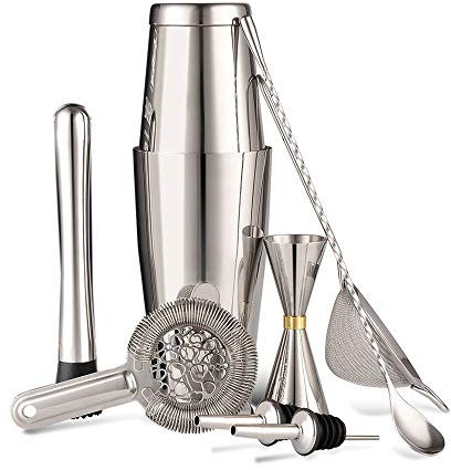 VejiA Barman coctelera Bar Set de Acero Inoxidable Lounge Taza coctelera coctelera 8 unids/Set