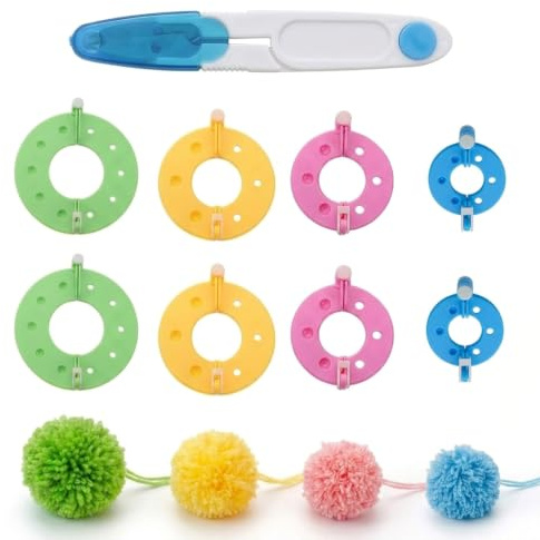 Bamyli Kit De Fabrication De Pompons, 8 Pom Pom Maker + Ciseaux