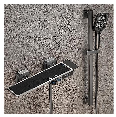 Kleines Duschset mit digitaler Anzeige for den Haushalt, Gunmetal Grey Split Einfache Dusche ohne Kopfbrause Badezimmer zu Hause(D)