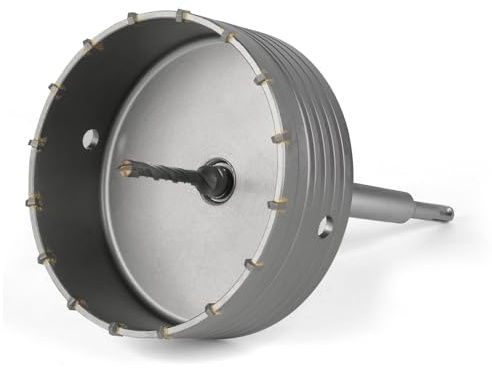 BINOTA 150 mm Scie Cloche Béton Pro SDS-Plus | Carbure de tungstène – Queue 220 mm – Foret cruciforme – Perçage à sec béton, brique, pierre, maçonnerie
