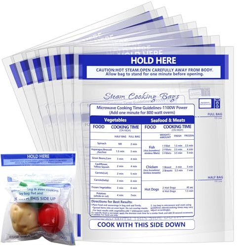 12 Pcs Zipper Steam Bags Reusable Microwave Steamer Cooking Bags Frozen Food Microwave Steam Bag for Vegetables Potatoes Meat, 7.1 X 7.9 Inches (12)