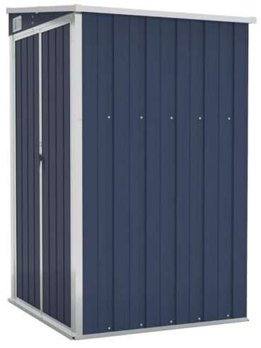 KOIECETA Anbauschuppen Wand Geräteschuppen Gartenhaus Gerätehaus Gartenschrank Gartenschuppen Fahrradhaus Schuppen Anthrazit 118x100x178 cm Verzinkter Stahl