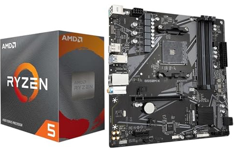 Micro Center AMD Ryzen 5 4500 Desktop Processor with GIGABYTE B550M K Motherboard (Micro-ATX, DDR4, Dual M.2, SATA 6Gb/s, PCIe 4.0)