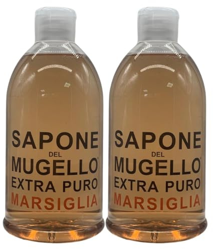 Sapone Extra Puro,MARSIGLIA, Per Mani, Viso e Corpo, Con Estratto Biologico Di Foglia Di Olivo 1000ml (2 Unità)