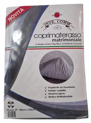 EMAN - Coprimaterasso Matrimoniale in Spugna Jersey 150g/Mq a Lavorazione Jacquard (Versione Classica) Elastico Lungo Tutto il Bordo per una Vestibilità Perfetta, per Materasso Spesso 30 cm