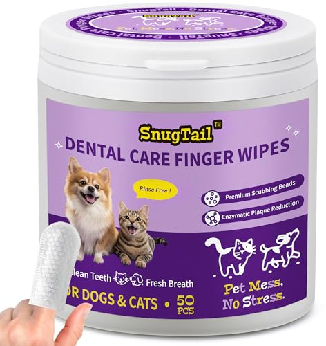 Dog Teeth Cleaning Wipes for Bad Breath – 50 Pcs,Dental Wipes for Dogs & Cats to Remove Plaque, Tartar & Freshen Breath,No-Rinse Toothpaste Alternative,Gentle Gum Care for Puppy, Adult & Senior Pets