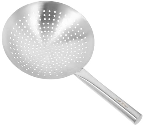Colador de Aceite de Acero Inoxidable Engrosado para Fritura | Plata, Malla Fina y Acabado Pulido, Limpieza Sencilla, Uso Doméstico Multifuncional