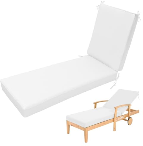 Aocase Coussin Transat Exterieur Imperméable et Résistant aux UV - Pliable, Coussin Chaise Longue Bain de Soleil Matelas Confortable Antidérapant pour Chaise Longue pour Balcon,Blanc,190x60x5cm