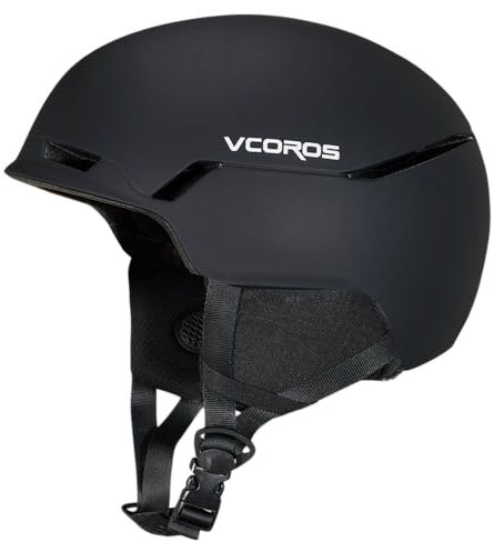 Casco da Sci Casco Sci per Uomo Donna con Cuscinetti Auricolari Rimovibili Ventilazione UV Ski Helmet per Ski Ciclismo Sport Invernali(Nero Opaco, M)