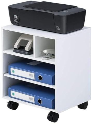 Supporto for stampante con ruote, tavolo for stampante con spazio di archiviazione, organizer for file for ufficio domestico, supporto for stampante for computer, carrello for stampante(White)
