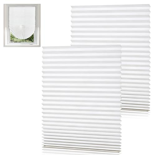 2 Pack No Drill Blinds, 90x180cm Self Adhesive White Light | Temporary Stick On Blinds, Easy Cut Fit, Light Filtering, for Windows Kitchen Bathroom Bedroom