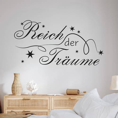 GRAZDesign Wandtattoo Schlafzimmer Reich der Träume Wandaufkleber Sprüche Erwachsene - 59x30cm / 010 weiss