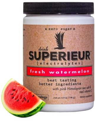 Superieur Electrolytes – Plant Based Electrolyte Supplement w/Sea Minerals for Hydration & Recovery – Keto Friendly, Non-GMO, Zero Sugar, Vegan Healthy Sports Drink Powder – Watermelon (70 Servings)