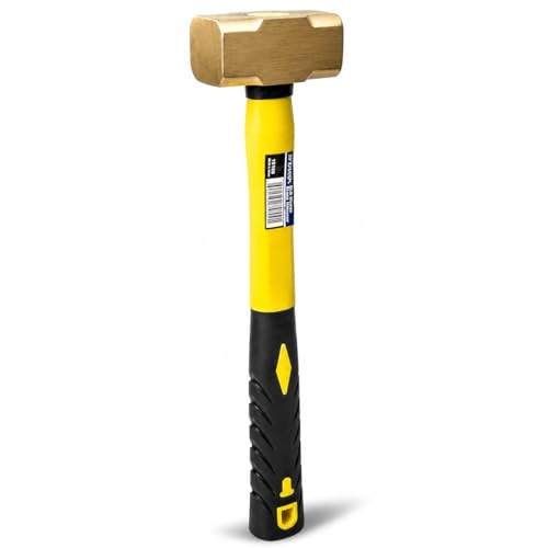 Stark USA 2-Pounds Sledge Hammer 2lbs Brass Head Fiber Glass Brass Sledge Hammer Impact Tool Hammer Comfortable Handle