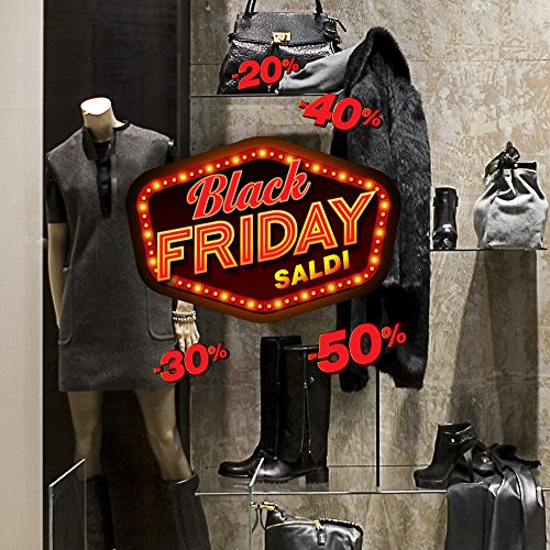 kina - UVBF0013 - Pegatinas de pared de cristal con texto en inglés «Black Friday – Medidas 60x35 cm – Vitrina de tiendas para Black Friday, Stickers