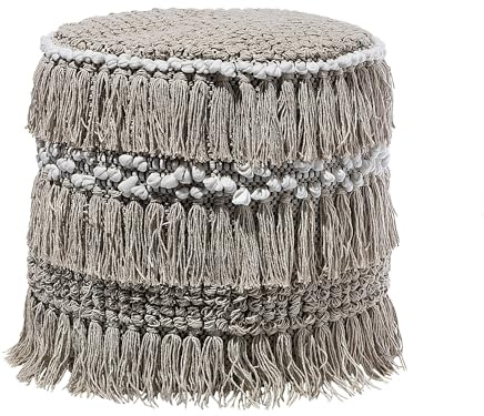 Beliani Pouf Ottomane Taburett Sitzpouf beige Baumwolle Boho Noida