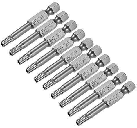 sourcing map Taladros de destornillador de estrella de seguridad Torx de 50mm de largo de vástago hexagonal de 1/4 TS25, 10 unidades