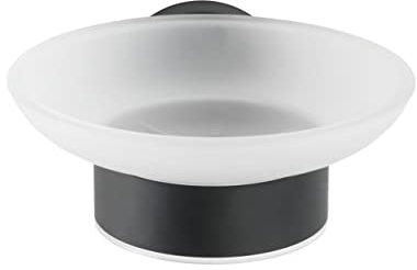 WENKO Seifenablage Bosio Black, Edelstahl, inkl. Schraubmaterial, 11x5,5x13 cm, Schwarz matt