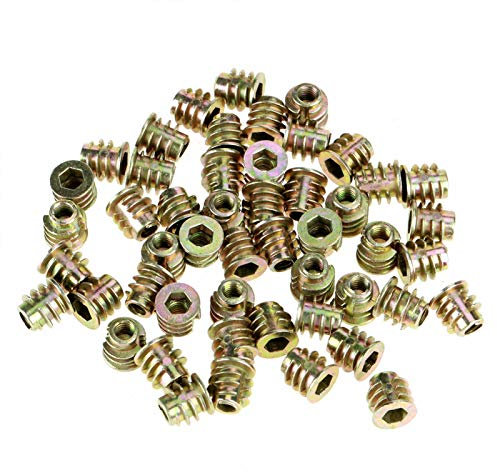 Einschraubmutter M4, 50 Stück M4 * 8mm Möbel Sechskantantriebskopfmutter mit Gewinde, Holzeinsätze Bolzen Möbelschraube, Kohlenstoffstahl Gewindeeinsätze für Holz