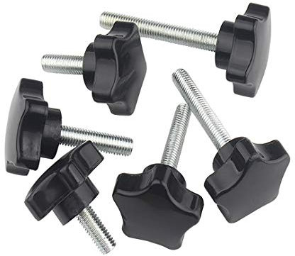 ANSIEDIO M6 Star Knob Thumb Screws, Five-pointed Star Head Threaded Knurled Thumbscrew Grip Knobs Clamping Screw, M6×20mm,5 pcs