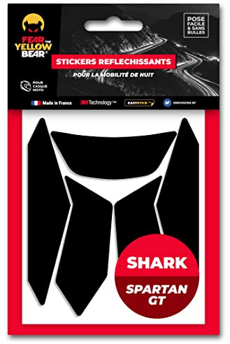 Fear The Yellow Bear© Easy Replica Shark Spartan GT, Kit 5 Stickers réfléchissants REPOSITIONNABLES, pour Casque Moto, 3M™ Technology (1)…