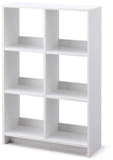 Iris Ohyama, Offenes Aufbewahrungsmöbel, Bibliothek, Regal mit 6 Fächern, Trennwand, horizontal & vertikal, Büro, Schlafzimmer, Wohnzimmer - Wood Open Shelf WOS-6 - Eiche weiß