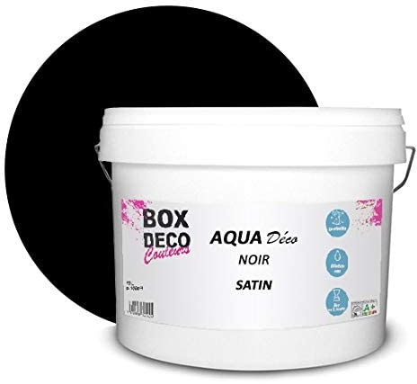 BOX DECO COULEURS Aqua Déco Acrylwandfarbe Satin-Optik 10L/100m² schwarz